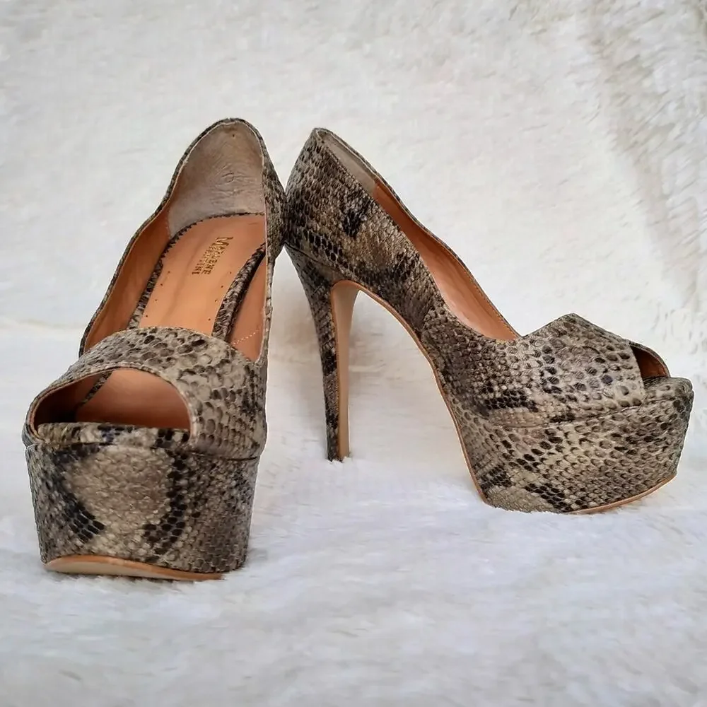 Marlene Fantini Faux Snakeskin Platform Pump